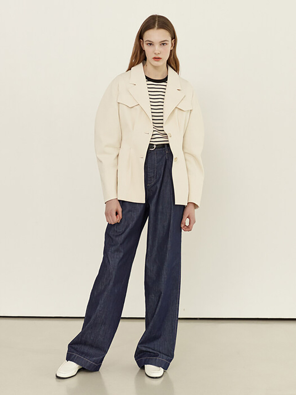 OKSU Voluminous Sleeve Blazer (Cream)