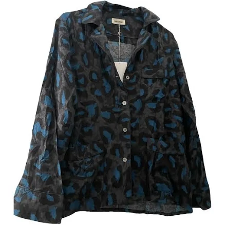 Zadig & Voltaire Leopard Print Viscose Button-Up Shirt Size 34 FR