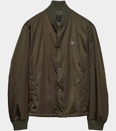 Prada Men's Re-Nylon Bomber Jacket, Green, Men's, 48 (32), Coats Jackets & Outerwear Windbreakers & Nylon Jackets