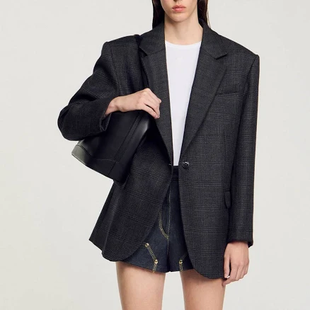 Sandro Women's Felicie Checked Wool Suit Jacket