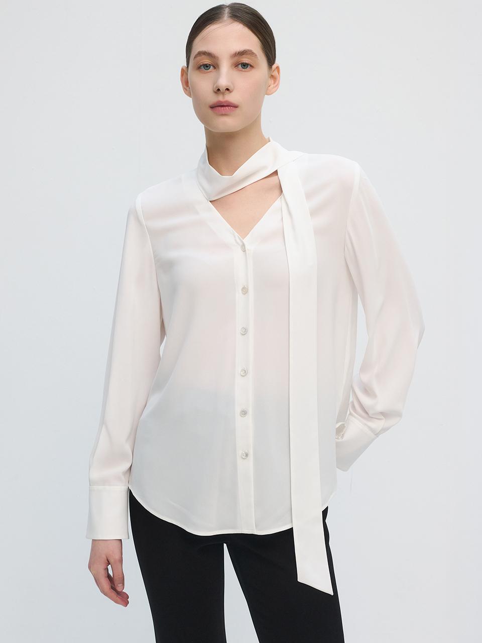 [Drama Signature] Tie Collar Silk Blouse_6color