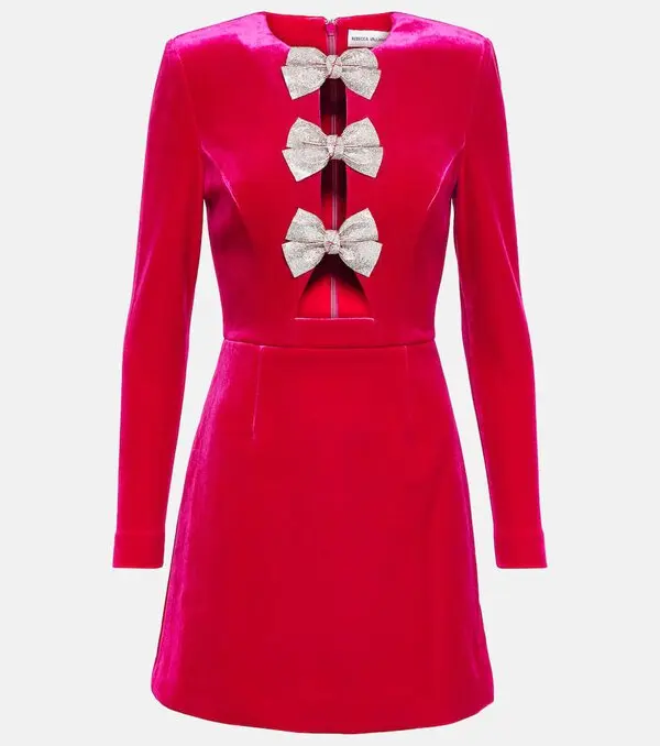 Bow-detail Velvet Minidress