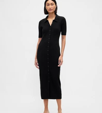 Gap Women's Cashsoft Rib Collared Midi Cardigan Dress