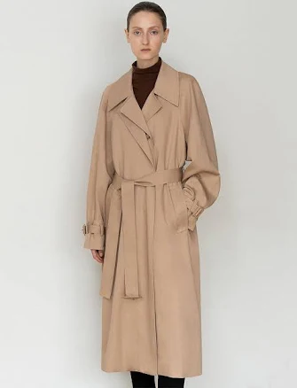 "RE RHEE Layered Collar Oversized Trench Coat_Beige" by W Concept