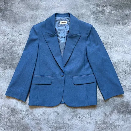 Zadig&voltaire Valdy Strass Women Blazer Mini Jacket Blue Size 34 Xs/s