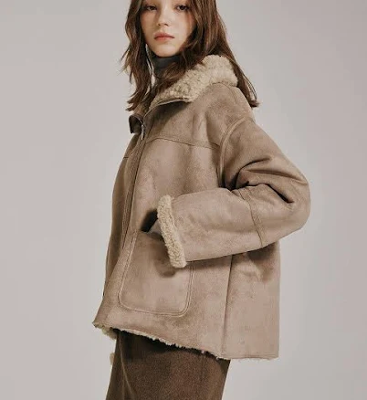 W Concept Reversible Suede Mustang Coat