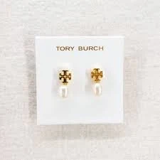 Tory Burch Women's Logo Pearl Drop Earrings