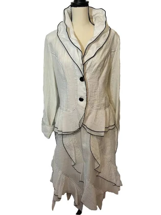 White 2 Piece Set Size Large Skirt And Jacket Blous Original Unique
