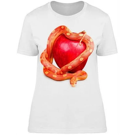 Women's A Snake, Wrapped On An Apple T-Shirt