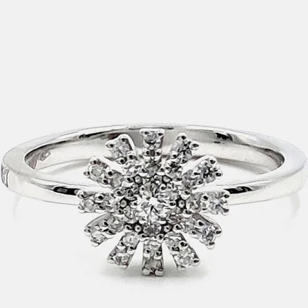 Damiani 18k White Gold Diamond Margherita Ring EU 47