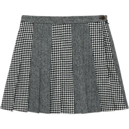 Wool Pleated Mini Skirt