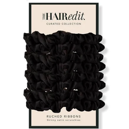 The Hair Edit Ruched Ribbon Skinny Satin Scrunchies (8-Pack)