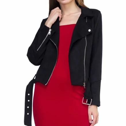 Faux Suede Moto Jacket