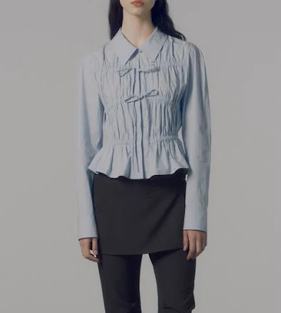 RAIVE Ribbon Shirring Blouse