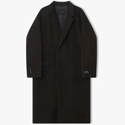 LIBERCLASSY llw21696 Dark Brown Cashmere Blend Semi-Oversized Handmade Maxi Single Coat