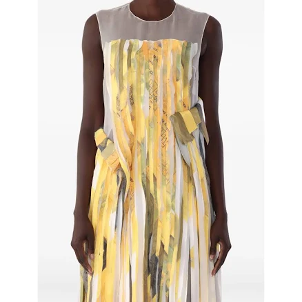 Jason Wu Collection - x Robert Rauschenberg sleeveless strip gown dress - women - Silk - 2 - Yellow