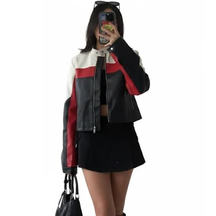 Women's Cropped Moto Racer Jacket
