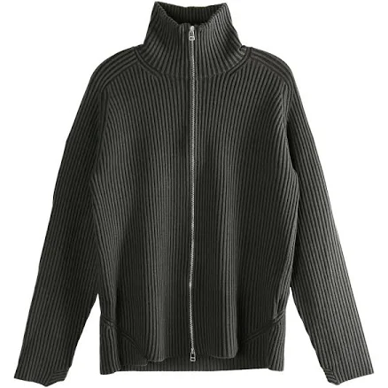 Omar Afridi - ribbed zip-up cardigan - men - Wool - 50 - Grey