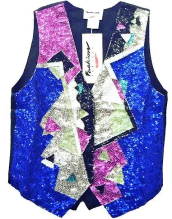 Retro 80s Geometric Sequin Beaded Vest