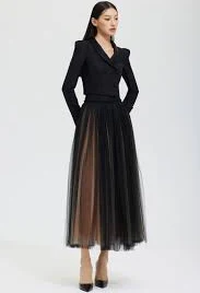 Wool Silk York Tulle Skirt