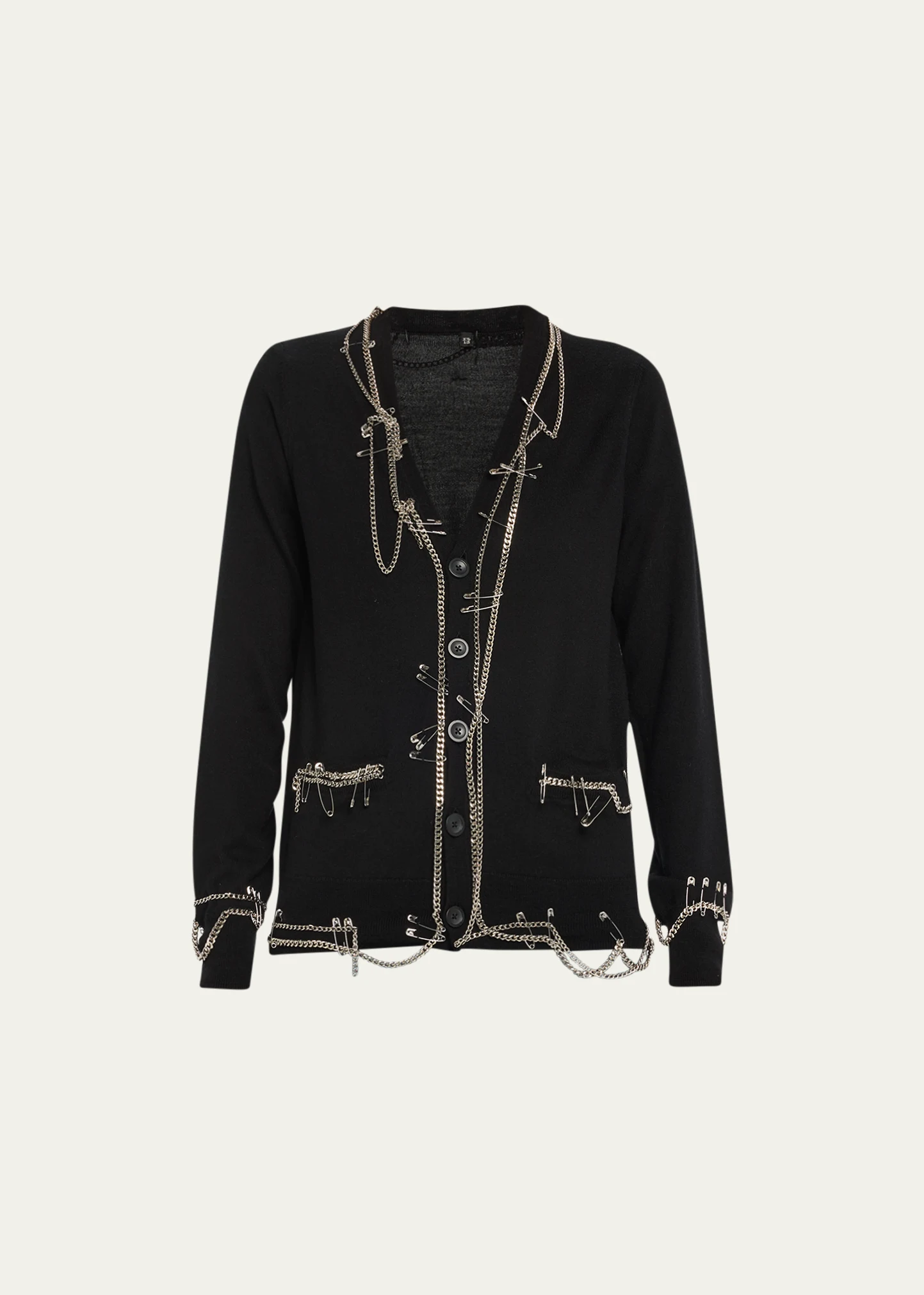 Chain Embellished Wool Cardigan