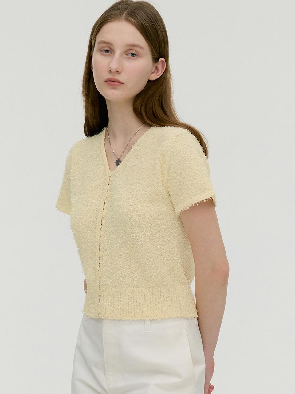 Tail V-neck Short Sleeve Knit Cardigan