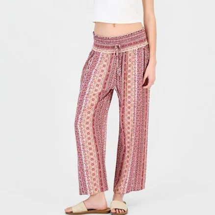 Kingston Grey Juniors' Cropped Wide-Leg Printed Pants