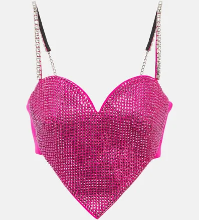 Area Heart Crystal-embellished Wool Crop Top