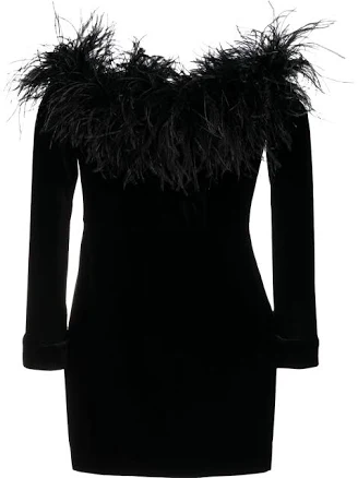 Alessandra Rich Feather-Trim Mini Dress