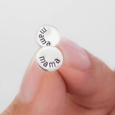 Mama Stud Earrings Discs & Sterling Posts
