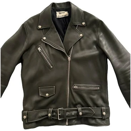 Acne Studios Men's Khaki Leather Biker Jacket Size M International