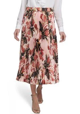 Calvin Klein Women's Pleated Floral Midi Skirt