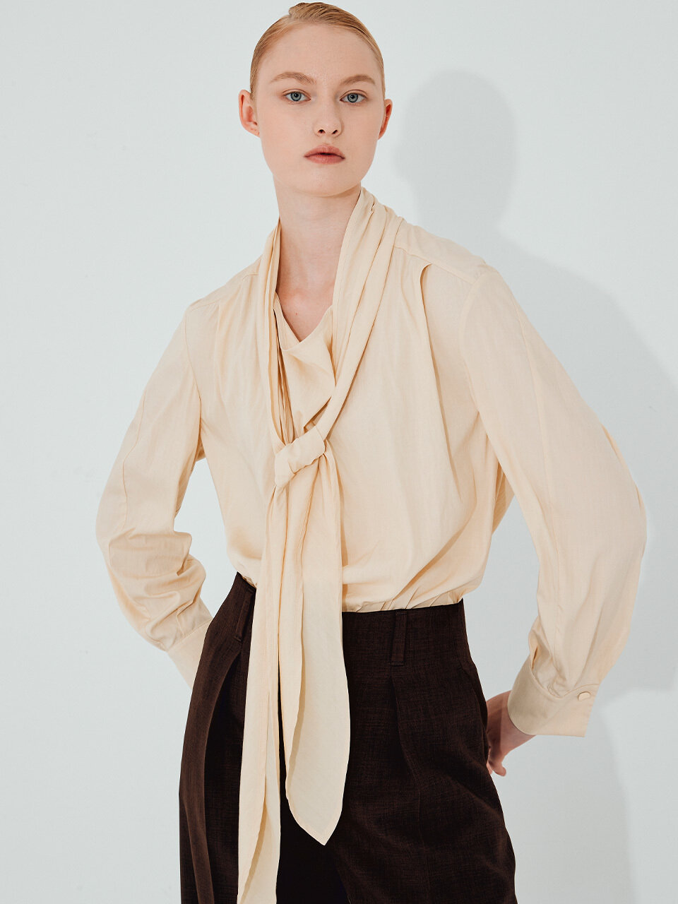 Scarf Tie Simple Blouse