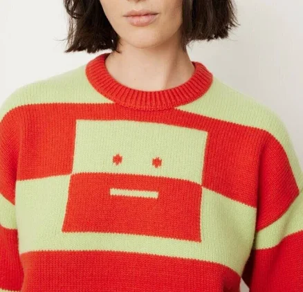 Acne Studios Men's Striped Face Logo Crew-Neck Jumper