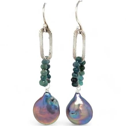 Blue Tourmaline Link Earrings