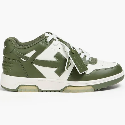 Off-White c/o Virgil Abloh Mens Out Of Office Logo-Embroidered Leather Low-Top Sneakers