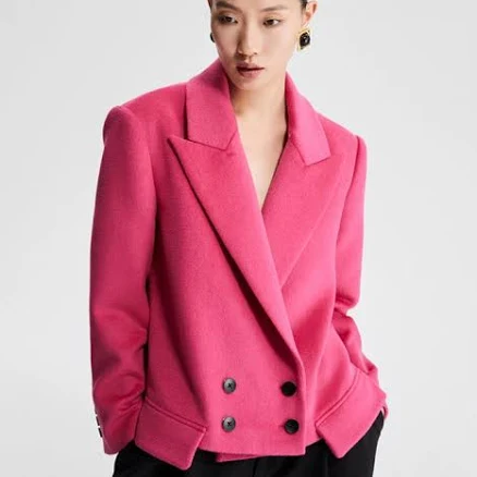 LEDI W fall winter loose pink wool crop jacket blazer - Impio S / Pink Pre- sale