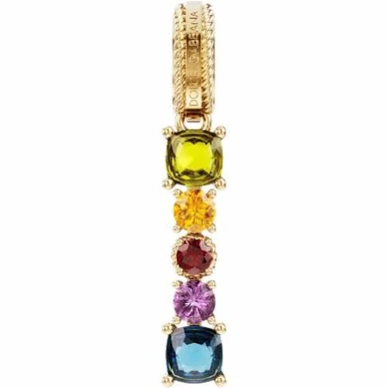 DOLCE & GABBANA 18kt Yellow Gold Multi-Stone Rainbow Alphabet Pendant
