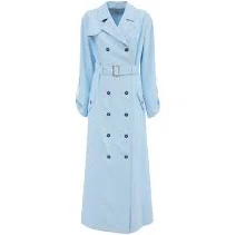 Belted Double-Breasted Trench Dress Light Blue by Julia Allert