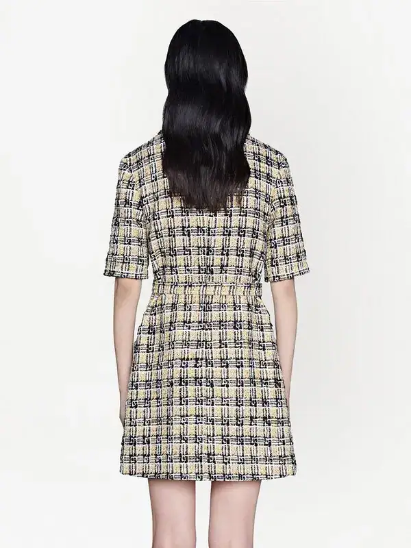 Check Tweed Shirt Dress