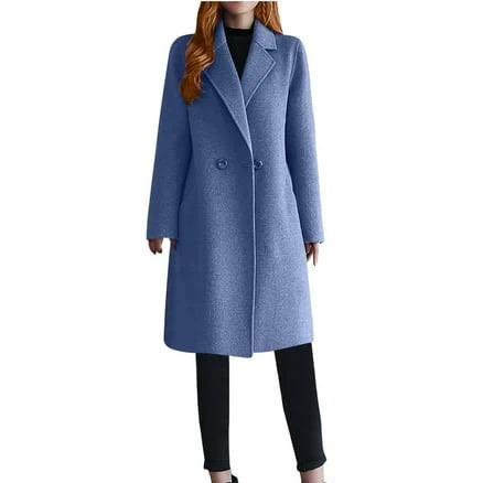 Women's Elegant Double Breasted Wool Trench Coat