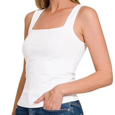 After Hours Square Neck Tank in White Large