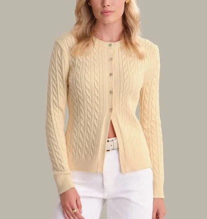 525 America Juliette Cable Knit Crewneck Cardigan