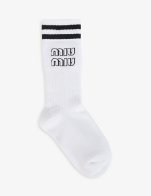 MIU MIU - Logo-knitted stretch-cotton socks