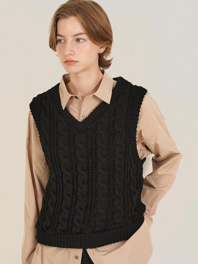 V-neck Cable Knit Vest