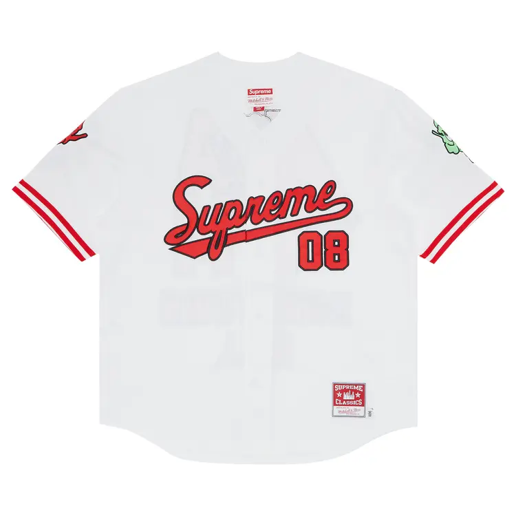 Supreme x Mitchell & Ness Downtown Hell Baseball Jersey 'White'