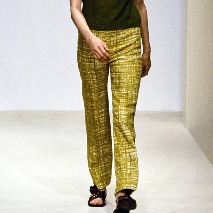 Prada Vintage Archive Spring 1996 Brown Tweed Print Silk Pants 40