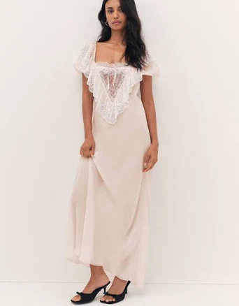 For Love & Lemons - Grace Maxi Slip Dress, Women's Slip Dress, Light Pink, XXS, Women's Apparel, Women's Clothing