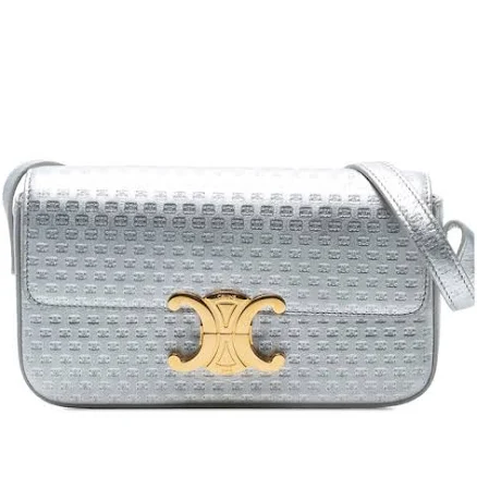 CELINE Women's Claude and Triomphe Laminated Calfskin Leather Shoulder Bag