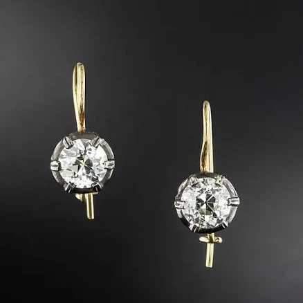 Victorian-Style 4.15 Carat Solitaire Diamond Earrings
